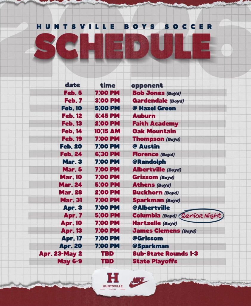 HHS Boys Soccer Schedule 2026